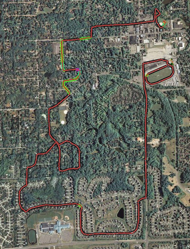 Solstice 10K 2009 Solstice GPS.jpg - The route for the Solstice 10K on June 27 2009  in Northville Michigan.